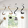 28" Graduation Black & Gold Cardstock Hanging Swirl Decorations &#8211; 12 Pc. Image 2