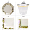 283 Pc. White & Gold Party Disposable Tableware Kit for 8 Guests Image 1