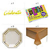284 Pc. White & Gold Party Celebrate Disposable Tableware Kit for 8 Guests Image 2
