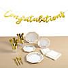 284 Pc. White & Gold Party Congratulations Disposable Tableware Kit for 8 Guests Image 1