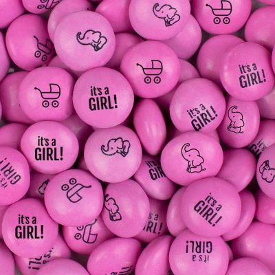 2lb It's a Girl Baby Shower Pink Candy Coated Milk Chocolate Minis (Approx. 1,000 pcs)<br/> - By Just Candy Image 1