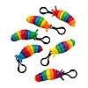 3 1/2" x 2" Rainbow Fidget Slug Backpack Clip Keychains - 24 Pc. Image 1