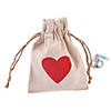 3 1/2" x 4 3/4" Mini Heart Canvas Drawstring Treat Bags - 12 Pc. Image 1