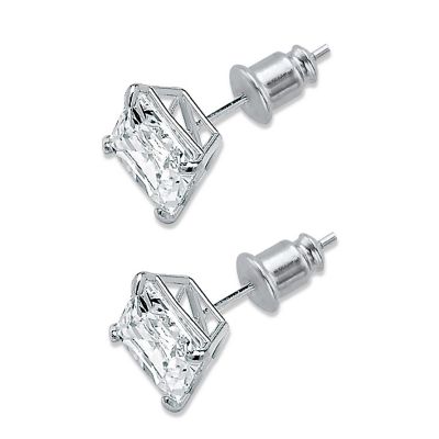 3.24 TCW CZ Silvertone Earrings Size Image 1