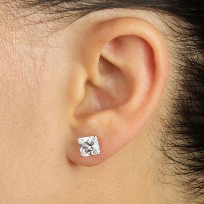 3.24 TCW CZ Silvertone Earrings Size Image 2