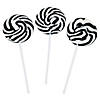 3/4" x 4 1/2" Black and White Swirl Round Lollipops - 24 Pc. Image 1