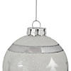 3.5" White and Silver Glass Christmas Ball Ornament Image 3