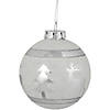 3.5" White and Silver Glass Christmas Ball Ornament Image 4