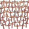 3" Bulk 48 Pc. Religious Plain Wooden Brown Mini Cross Handouts Image 1