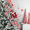 30" Red and White Striped Candy Cane Swirls and Pom Poms Christmas Pick Image 2
