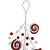 30" Red and White Striped Candy Cane Swirls and Pom Poms Christmas Pick Image 4