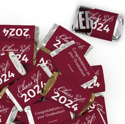 300 Pcs Green Graduation Candy Hershey's Kisses Milk Chocolate Class of 2024 (3lb, Approx. 300 Pcs)  - By Just Candy Image 1