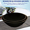 32 oz. Black with Gold Rim Organic Round Disposable Plastic Bowls (25 Bowls) Image 3
