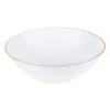 32 oz. White with Gold Rim Organic Round Disposable Plastic Bowls (60 Bowls) Image 1