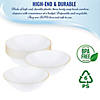 32 oz. White with Gold Rim Organic Round Disposable Plastic Bowls (60 Bowls) Image 2