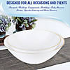32 oz. White with Gold Rim Organic Round Disposable Plastic Bowls (60 Bowls) Image 3