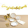 350 Pc. White & Gold Party Congratulations Disposable Tableware Kit for 24 Guests Image 1