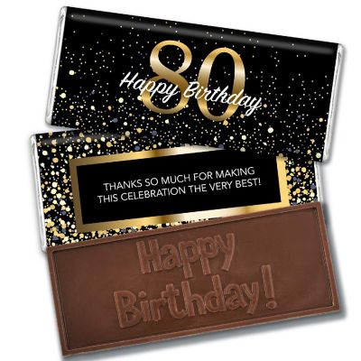 36 Pcs 80th Birthday Candy Party Favors in Bulk Embossed Belgian Chocolate Bars Image 1