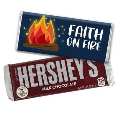 36ct Faith on Fire Vacation Bible School Religious Hershey's Candy Party Favors Chocolate Bars & Wrappers (36 Pack) Image 1