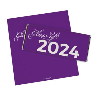 36ct Purple Graduation Candy Party Favors Class of 2024 Hershey's Chocolate Bars by Just Candy Image 1