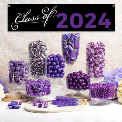 36ct Purple Graduation Candy Party Favors Class of 2024 Wrapped Chocolate Bars by Just Candy Image 1