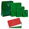 4 1/2" - 12" x 5 1/2" &#8211; 14 1/2" Green Gift Bags with Tag & Tissue Paper Assortment - 168 Pc. Image 1