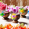 4 1/2" Decorative Natural Coconut Cups with Flower  - 12 Ct. Image 1
