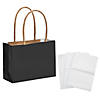 4 1/2" x 3 1/4" Mini Black Kraft Paper Gift Bags & Tissue Paper Kit - 72 Pc. Image 1