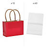 4 1/2" x 3 1/4" Mini Red Kraft Paper Gift Bags & Tissue Paper Kit - 72 Pc. Image 1