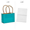 4 1/2" x 3 1/4" Mini Turquoise Kraft Paper Gift Bags & Tissue Paper Kit - 72 Pc. Image 1