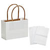 4 1/2" x 3 1/4" Mini White Kraft Paper Gift Bags & Tissue Paper Kit for 12 Image 1