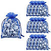4 1/2" x 6 1/4" Medium Sheer Blue Organza Drawstring Bags - 12 Pc. Image 1