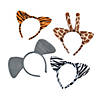 4 3/4" Plush Zoo Animal Ear Wild Patterns Headbands - 12 Pc. Image 1