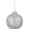 4" Glittered Cosmoid Silver Glass Christmas Ball Ornament Image 2