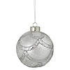 4" Glittered Cosmoid Silver Glass Christmas Ball Ornament Image 3