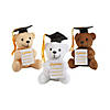 4" Graduation White, Brown & Tan Stuffed Bears with Diploma Pocket - 12 Pc. Image 1