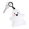 4" Happy White Ghost Stuffed Backpack Clip Keychains - 12 Pc. Image 1