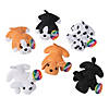 4" Mini Black, Brown and White Stuffed Puppy Dog Toys - 12 Pc. Image 1