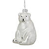 4"  White Glittered Polar Bear Glass Christmas Ornament Image 1