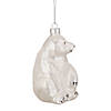 4"  White Glittered Polar Bear Glass Christmas Ornament Image 3