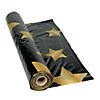 40" x 100 ft. Black with Gold Stars Plastic Tablecloth Roll Image 1
