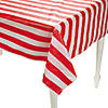 40" x 100 Ft. Red & White Striped Disposable Plastic Tablecloth Roll Image 1