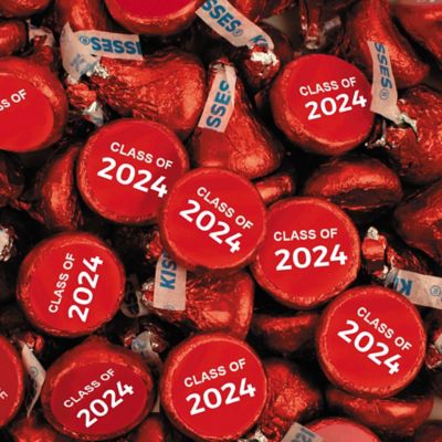 400 Pcs Red Graduation Candy Hershey's Kisses Milk Chocolate Class of 2024 (4lb, Approx. 400 Pcs)  - By Just Candy Image 1