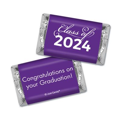 41 Pcs Purple Graduation Candy Party Favors Class of 2024 Hershey's Miniatures Chocolate (Approx. 41 Pcs) Image 1