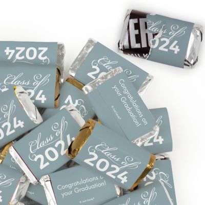 41 Pcs Silver Graduation Candy Party Favors Class of 2024 Hershey's Miniatures Chocolate (Approx. 41 Pcs) Image 1