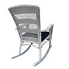 42" White Resin Wicker Rocker Chair with Blue Cushion Image 2