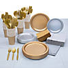 456 Pc. Metallic Silver & Gold Party Tableware Kit for 48 Guests Image 1