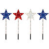 4ct Americana Stars 4th of July Pathway Marker Lawn Stakes  Clear Lights Image 1