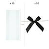 5 1/2" x 11" Bulk Medium Clear Cellophane Bags with Black Bow Kit for 50 Image 1