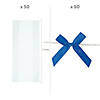 5 1/2" x 11" Bulk Medium Clear Cellophane Bags with Royal Blue Bow Kit for 50 Image 1